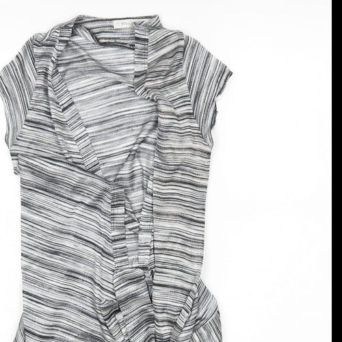 Miss Selfridge Womens Grey Striped  Cardigan Jumper Size 12
