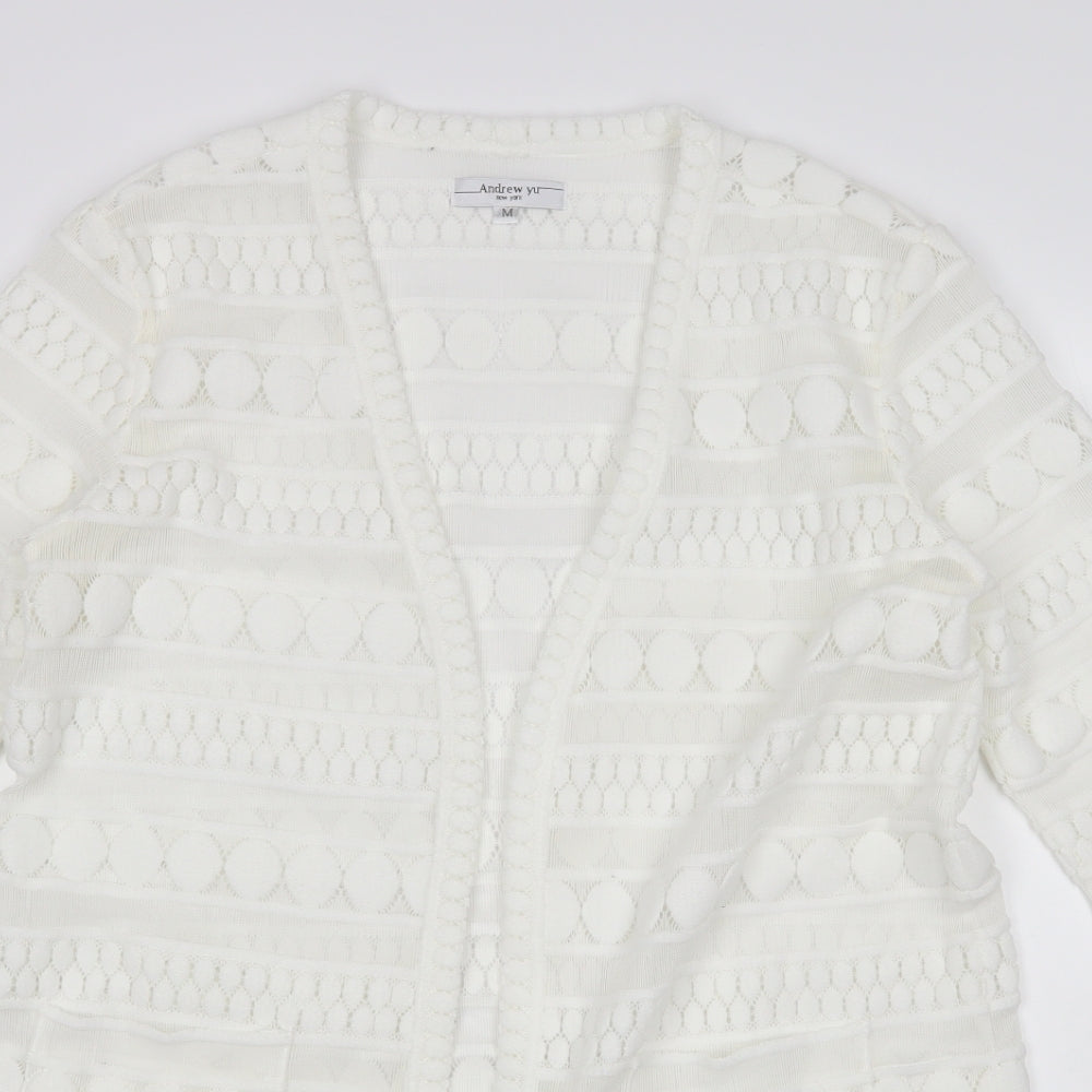 Andrew Yu Womens White   Cardigan Jumper Size M