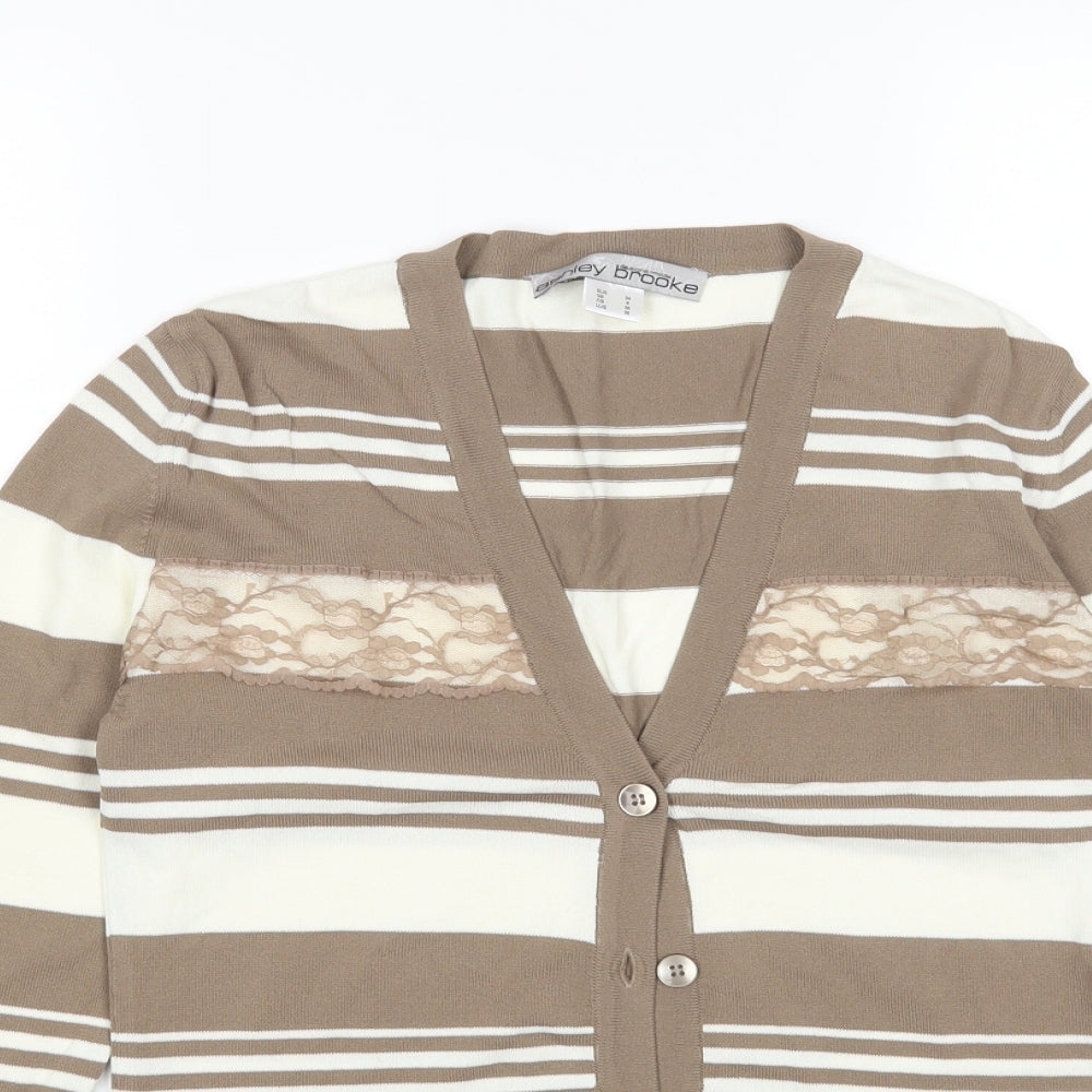 Ashley Brooks Womens Multicoloured Striped  Cardigan Jumper Size 8