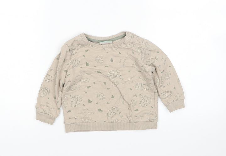 SoClose Boys Brown Animal Print Pullover Jumper Size 9-12 Months