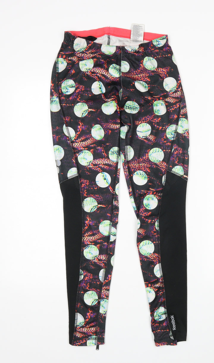 Reebok Womens Multicoloured Animal Print Compression Leggings Size XS L27 in