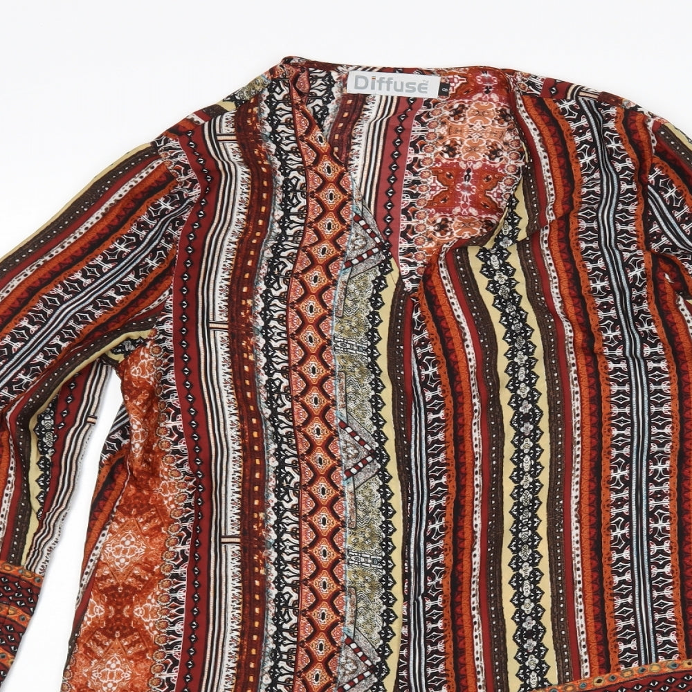 Diffuse Womens Multicoloured Animal Print  Wrap Blouse Size 8