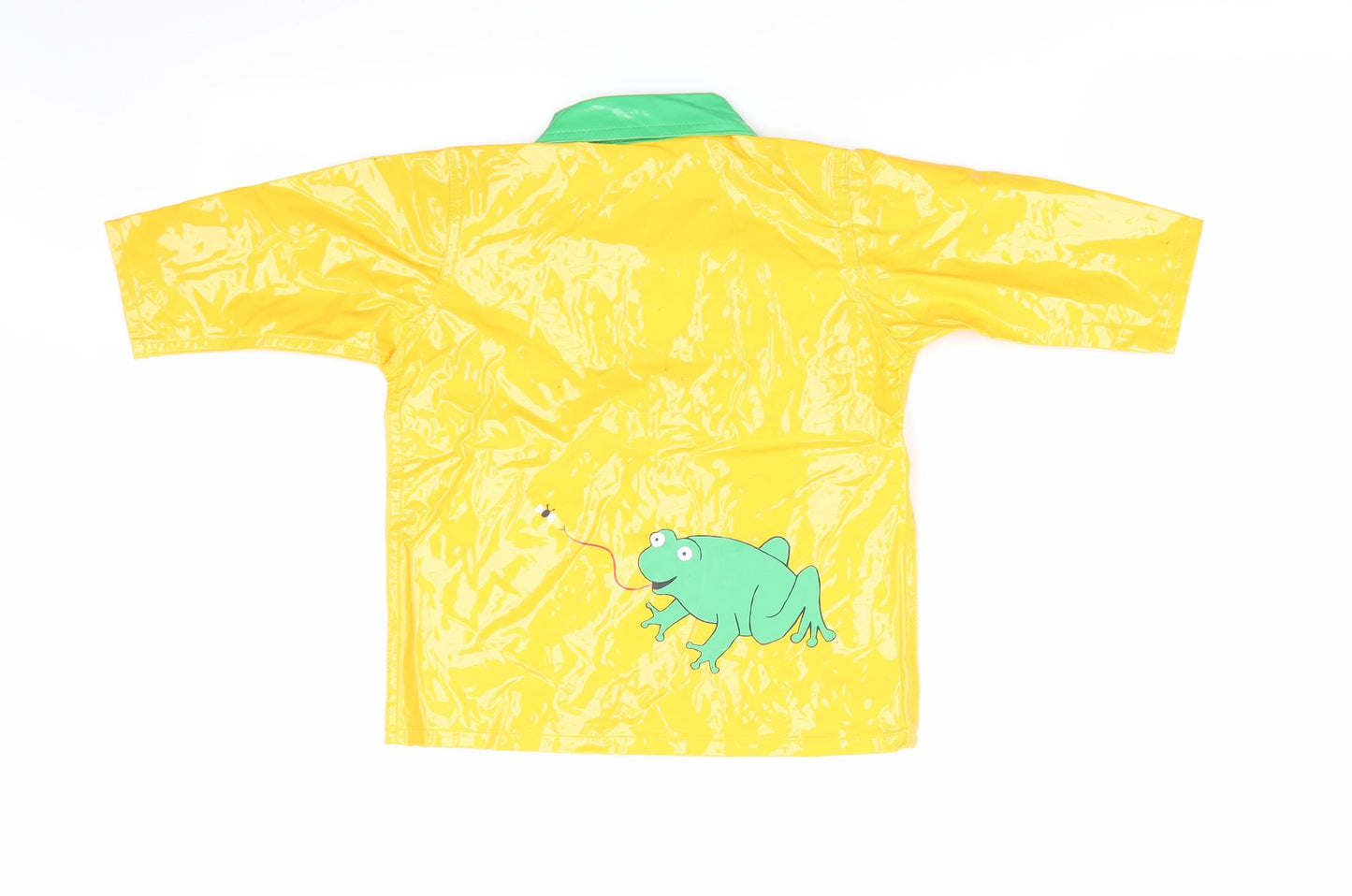 Wippette Kids Boys Yellow Animal Print  Rain Coat Coat Size 12-18 Months  - Frog's faces & Collar in green