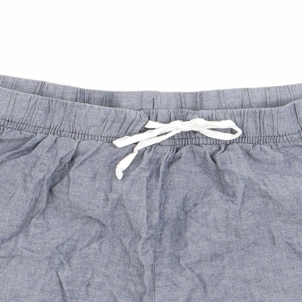 ESMARA Womens Blue Solid   Sleep Shorts Size 12  - White lace trim