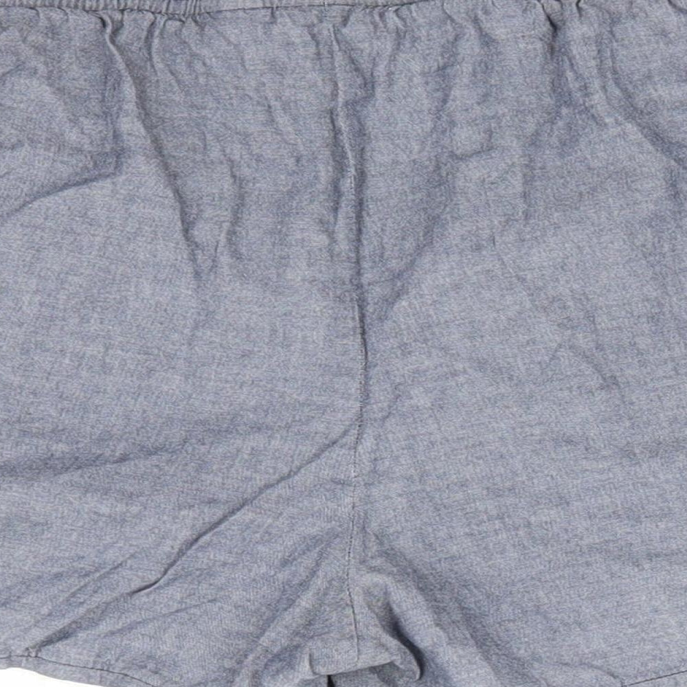 ESMARA Womens Blue Solid   Sleep Shorts Size 12  - White lace trim
