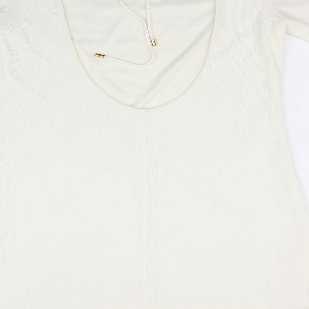 Zara Womens White   Fit & Flare    - Trumpet Sleeves Low back Neck Tie