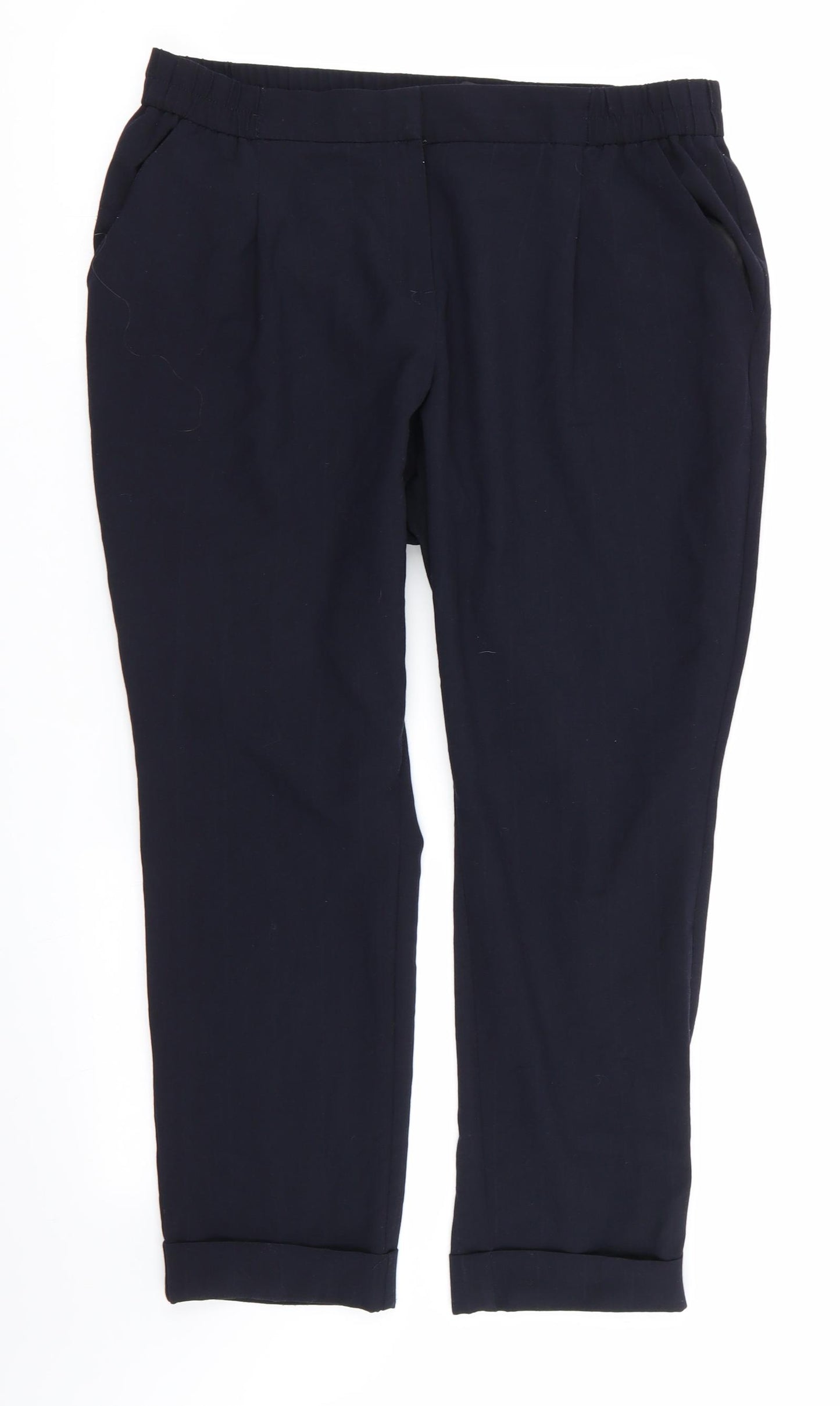 NEXT Womens Blue   Trousers  Size 16 L25.5 in - Back Elastication Turnups