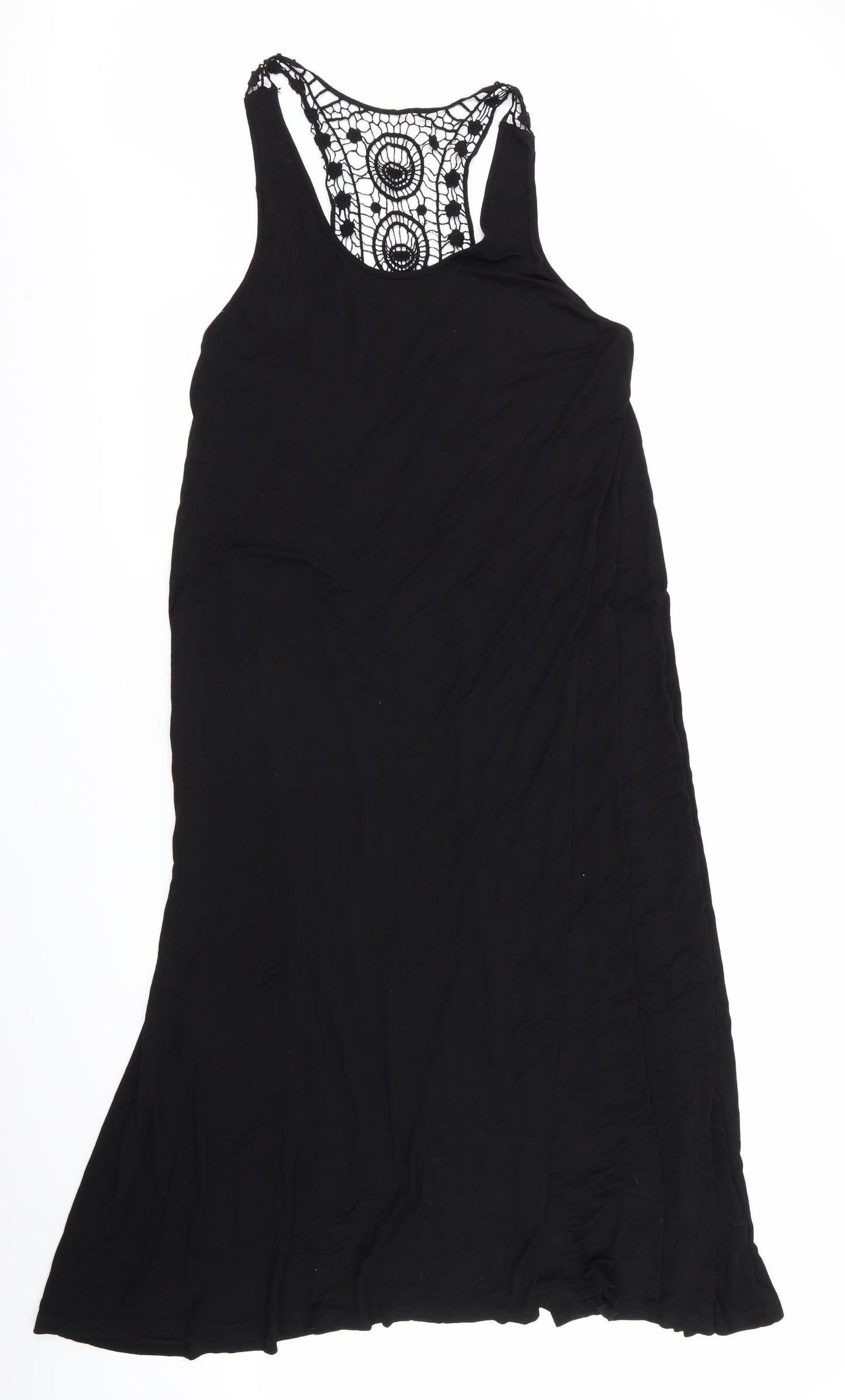 Resort Womens Black   Maxi  Size 16  - Crochet T Back Detail Beach Dress