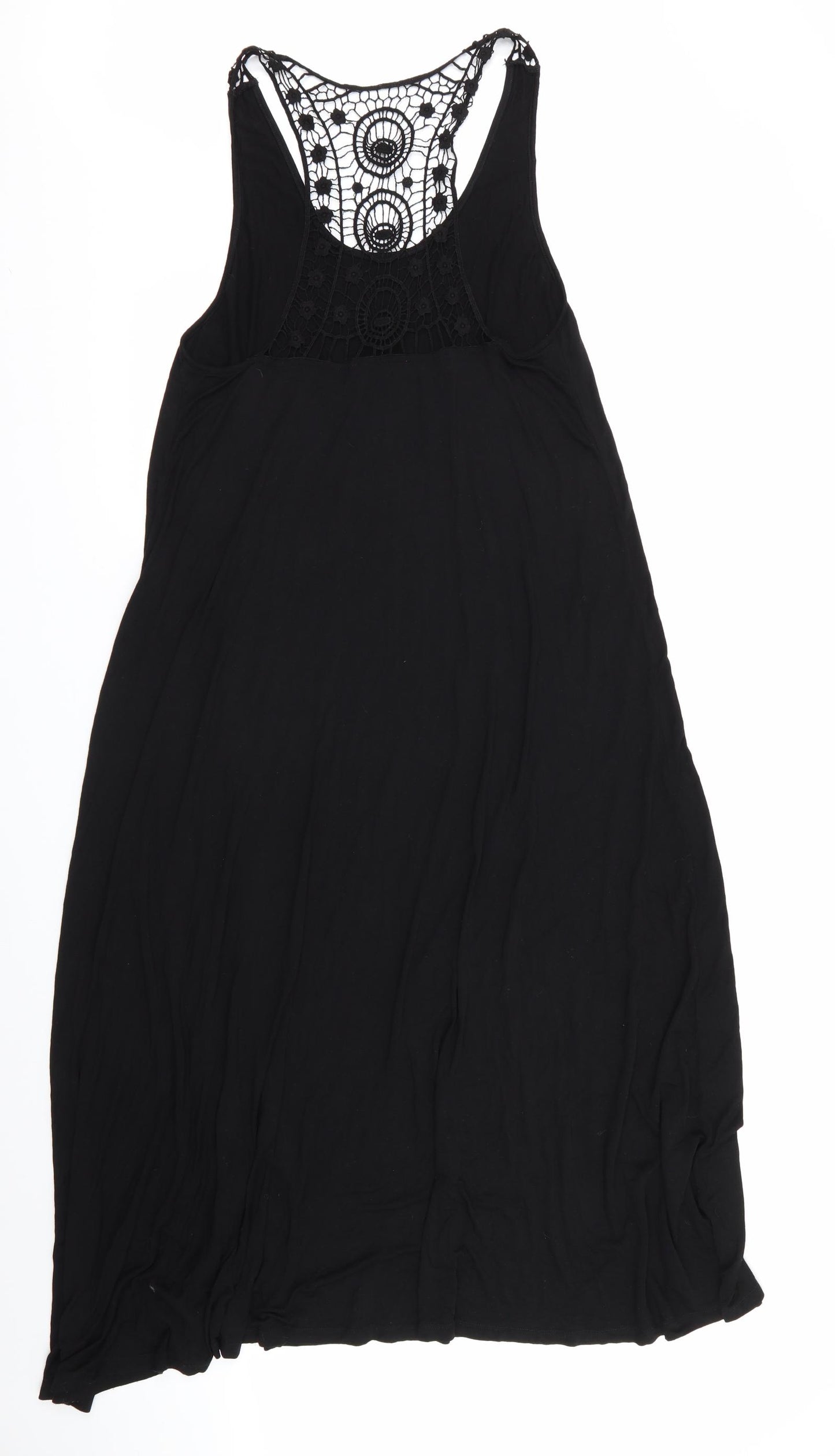 Resort Womens Black   Maxi  Size 16  - Crochet T Back Detail Beach Dress
