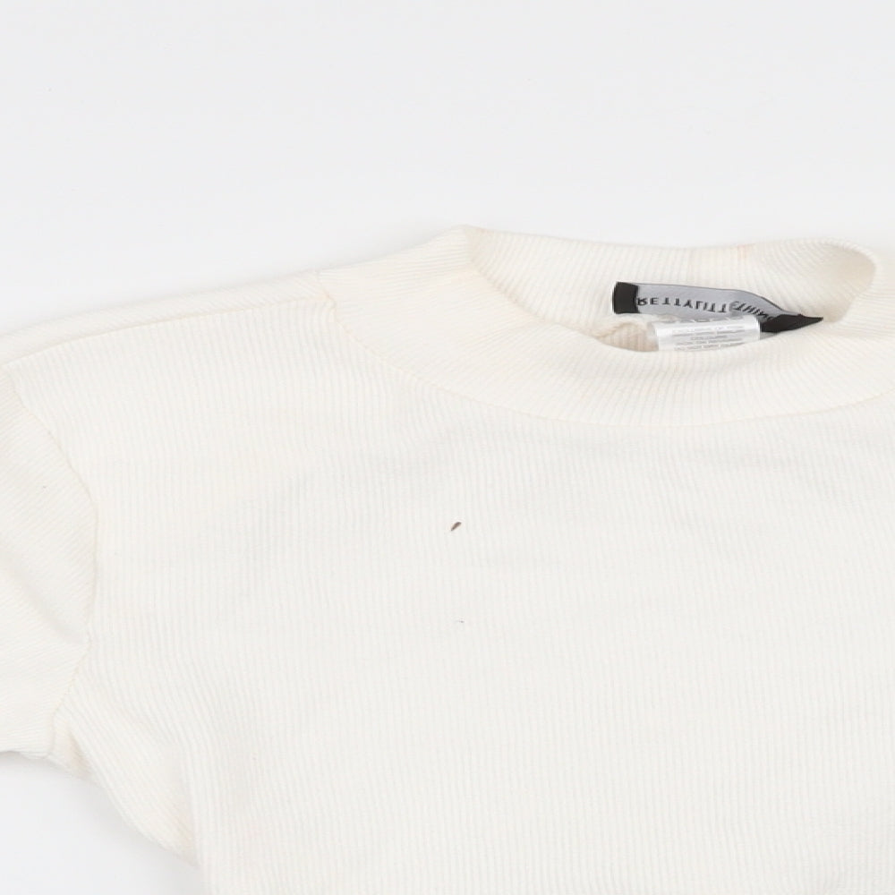 Pretty Little Thing  Womens Ivory   Cropped Blouse Size 12  - Open Back with Tie fastening