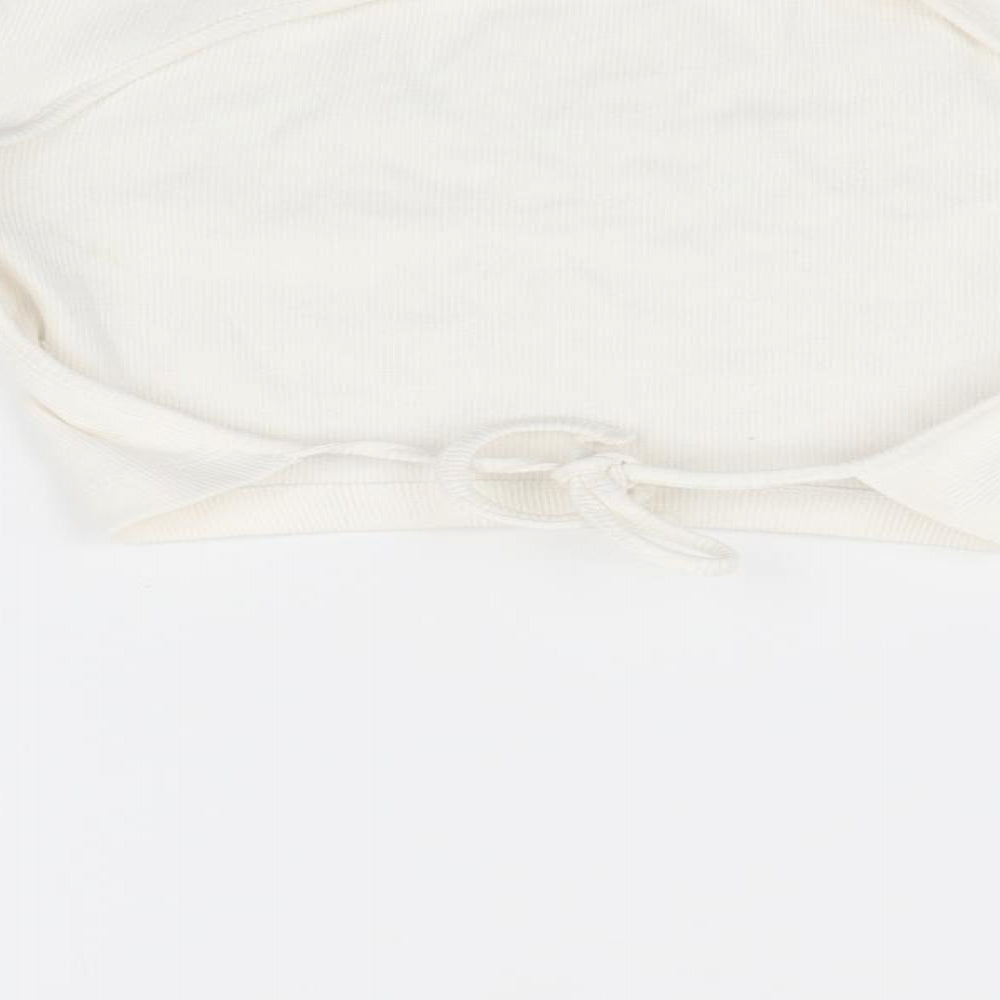Pretty Little Thing  Womens Ivory   Cropped Blouse Size 12  - Open Back with Tie fastening