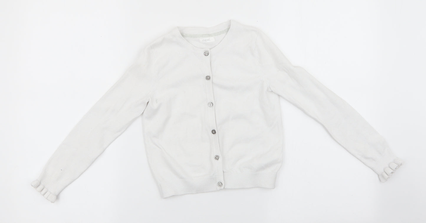 NEXT Girls White   Cardigan Jumper Size 6 Years  - Frilled Cuffs