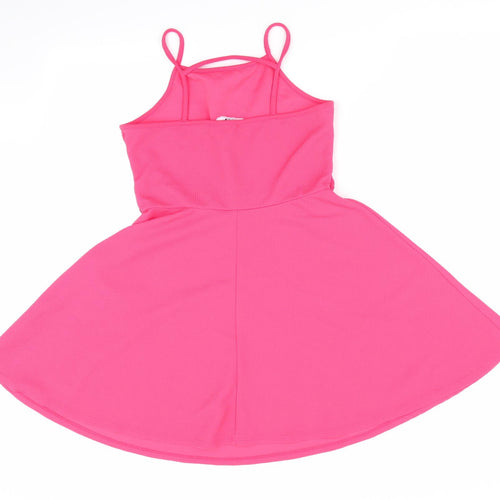 Primark Girls Pink   Fit & Flare  Size 12-13 Years  - Lace insert to waist Coral pink
