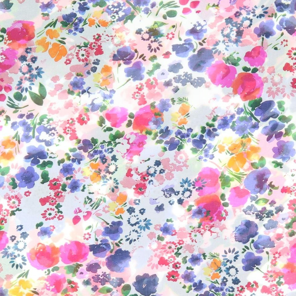 Per Una Womens White Floral  Basic Blouse Size 18  - Subtle Sequins throughout - Purple pink orange red yellow flowers