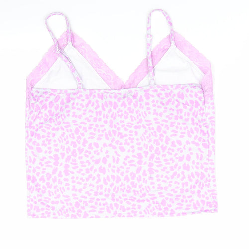SheIn Womens Pink Animal Print  Cami Pyjama Top Size 10  - Lace Trim