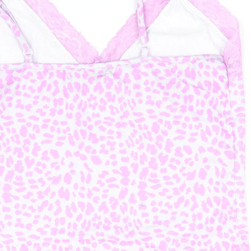 SheIn Womens Pink Animal Print  Cami Pyjama Top Size 10  - Lace Trim