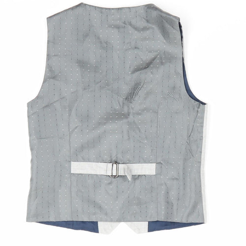NEXT Boys Grey   Gilet Waistcoat Size 5-6 Years  - Linen Look Faux Hankerchief Satin look back with Polka Dots