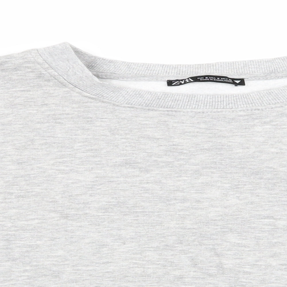 Zara Womens Grey   Pullover Sweatshirt Size 6  - Cropped