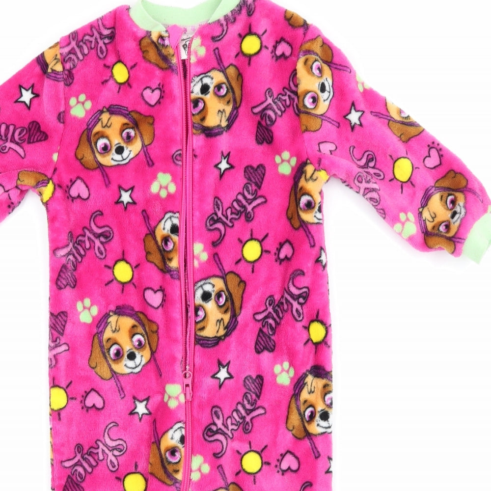 Nickelodeon Girls Pink Animal Print Fleece  One Piece Size 2-3 Years  - Paw Patrol
