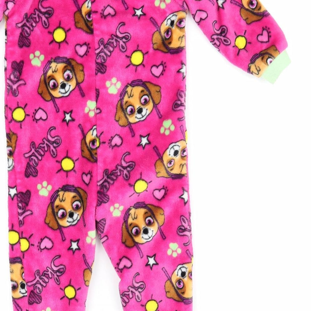 Nickelodeon Girls Pink Animal Print Fleece  One Piece Size 2-3 Years  - Paw Patrol