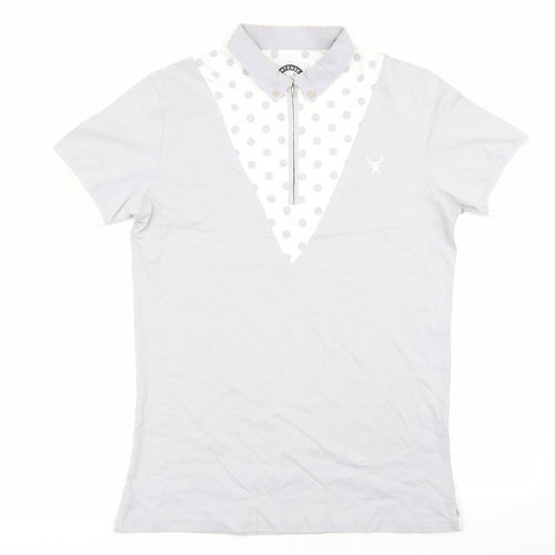 Intense Menswear  Mens Grey Polka Dot   Polo Size S  - Spider Logo