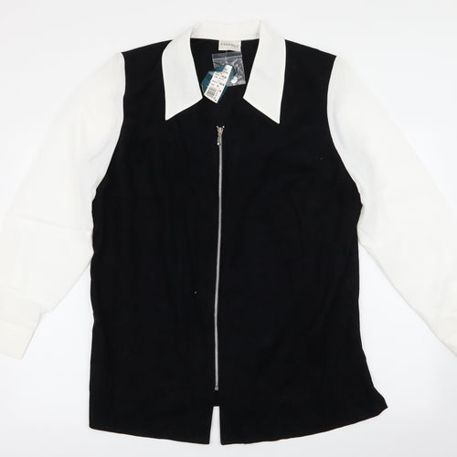 essence Womens Black Colourblock  Basic Blouse Size 20  - Suede Effect Bodice - Sheer arms