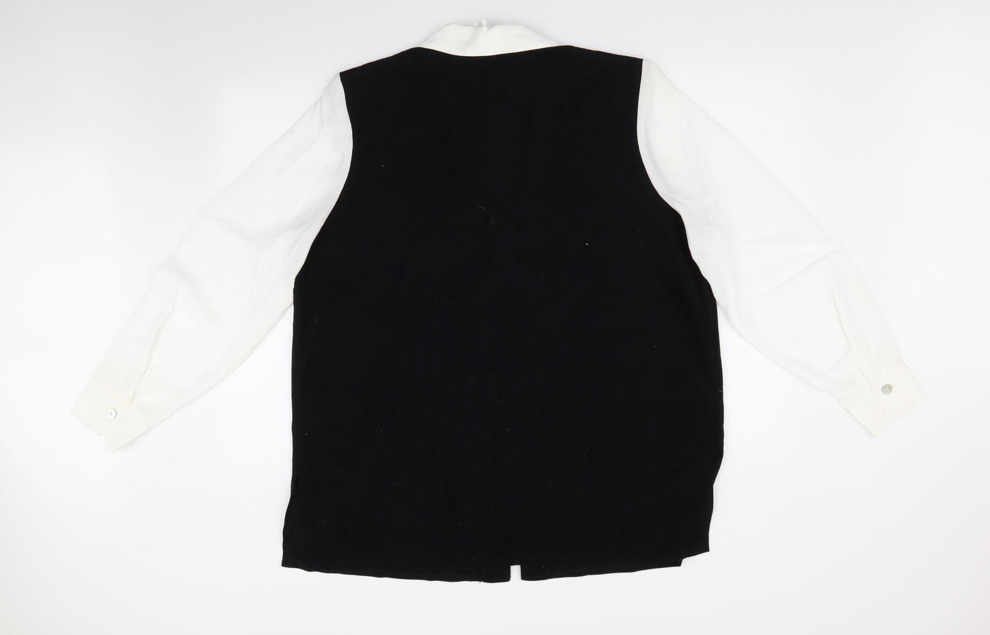 essence Womens Black Colourblock  Basic Blouse Size 20  - Suede Effect Bodice - Sheer arms