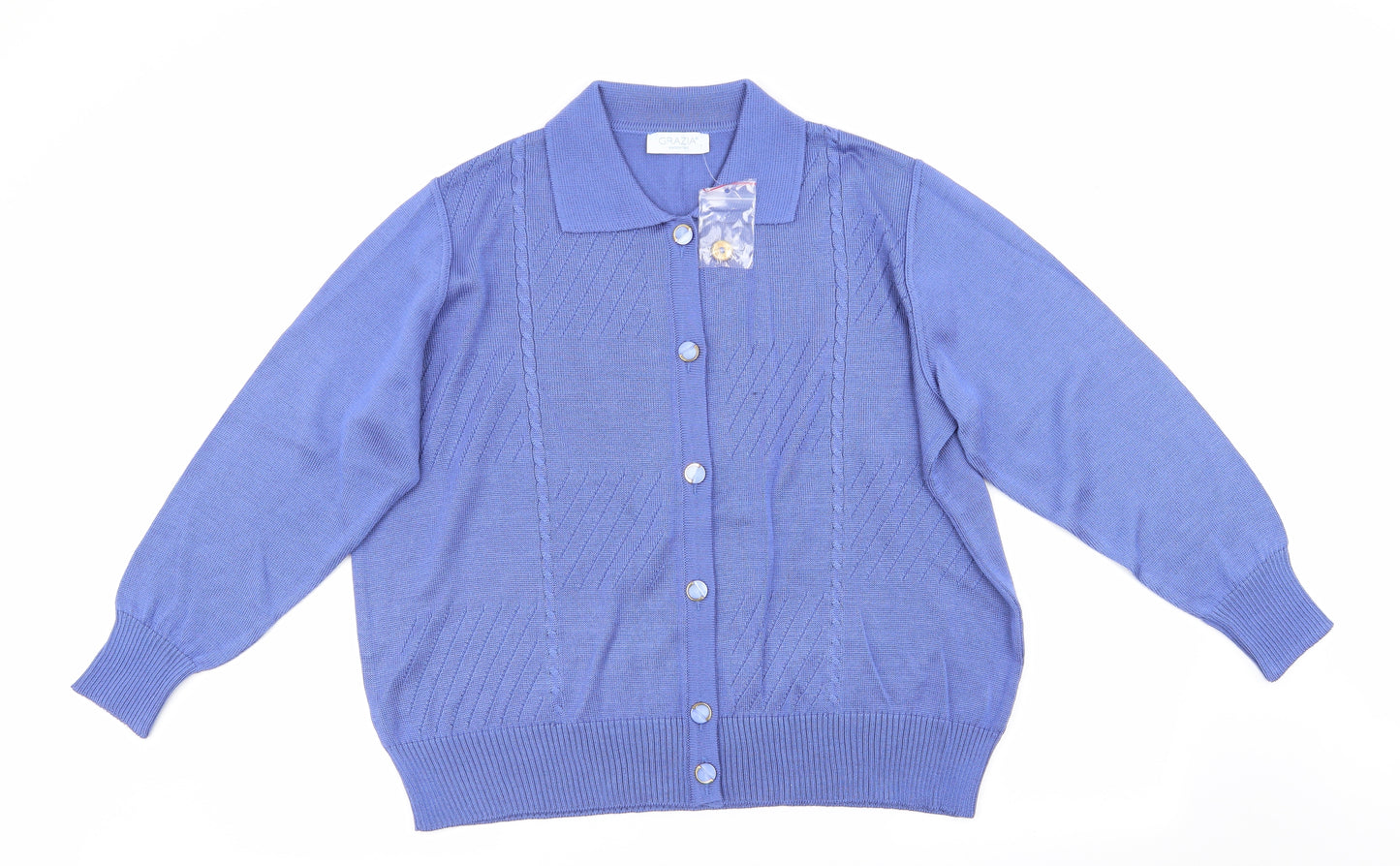 Grazia Womens Purple   Cardigan Jumper Size 22  - Cable / Check pattern