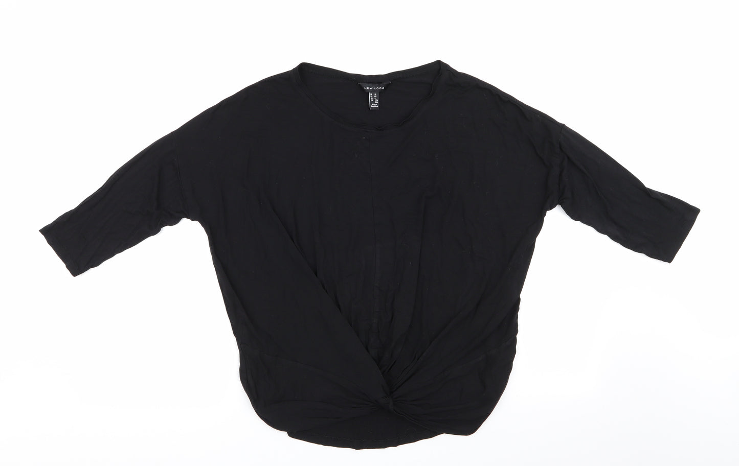 New Look Womens Black   Tunic T-Shirt Size 12  - Ruched Tie Front Hem Detail