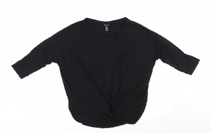 New Look Womens Black   Tunic T-Shirt Size 12  - Ruched Tie Front Hem Detail