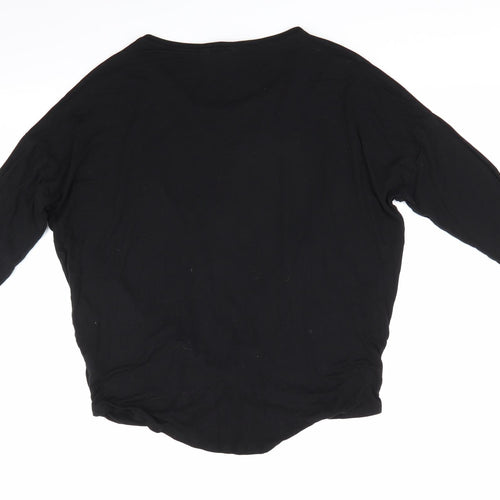 New Look Womens Black   Tunic T-Shirt Size 12  - Ruched Tie Front Hem Detail