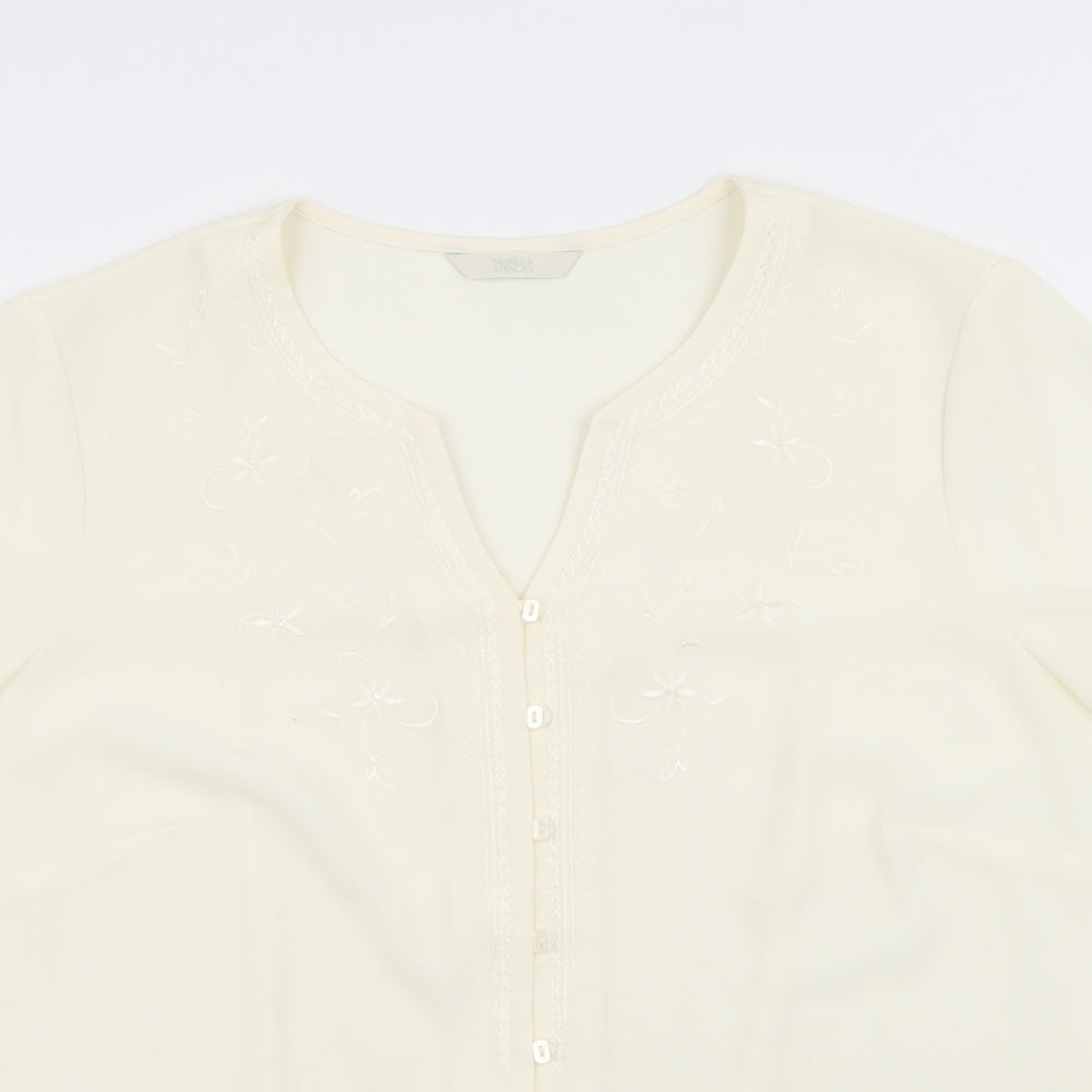 Marks and Spencer Womens Ivory Floral  Basic Button-Up Size 16