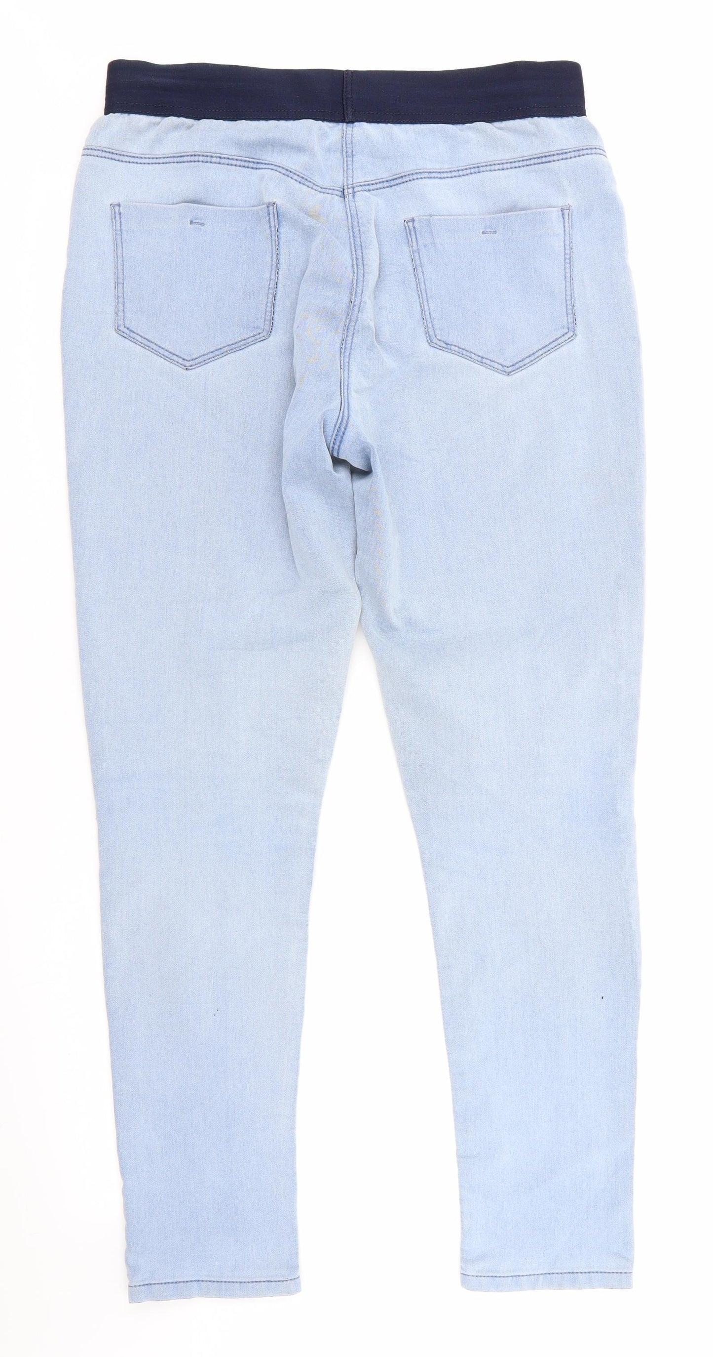 George Womens Blue   Jegging Trousers Size 14 L29 in - Distressed Light Blue Soft Denim Look Legging