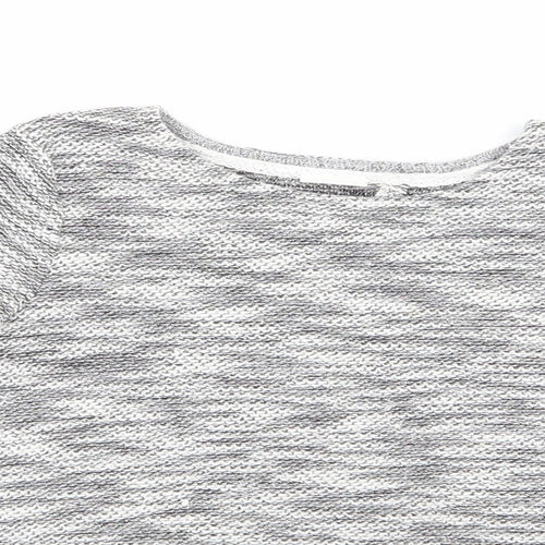 Florence and Fred Girls Grey   Pullover Jumper Size 9-10 Years  - Subtle shimmer effect, Grey Black White Mix Fabric Insert to back