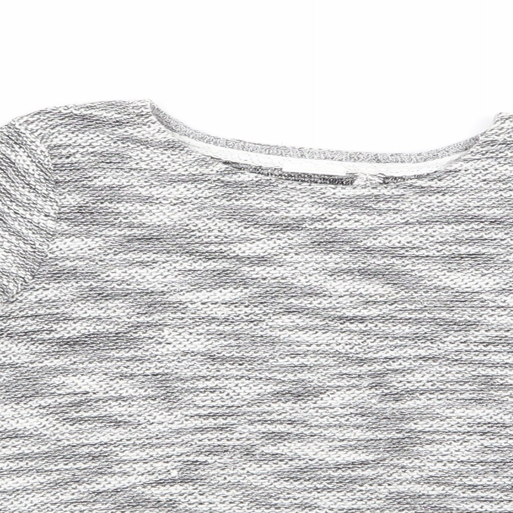 Florence and Fred Girls Grey   Pullover Jumper Size 9-10 Years  - Subtle shimmer effect, Grey Black White Mix Fabric Insert to back