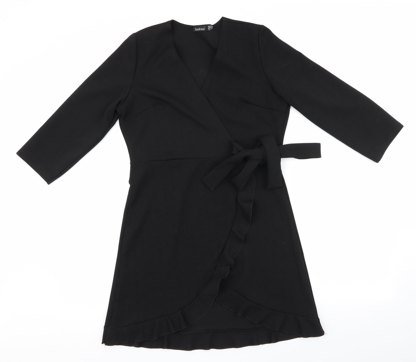 Boohoo Womens Black   Fit & Flare  Size 14  - Frill to front skirt Tulip like hemline Unlined