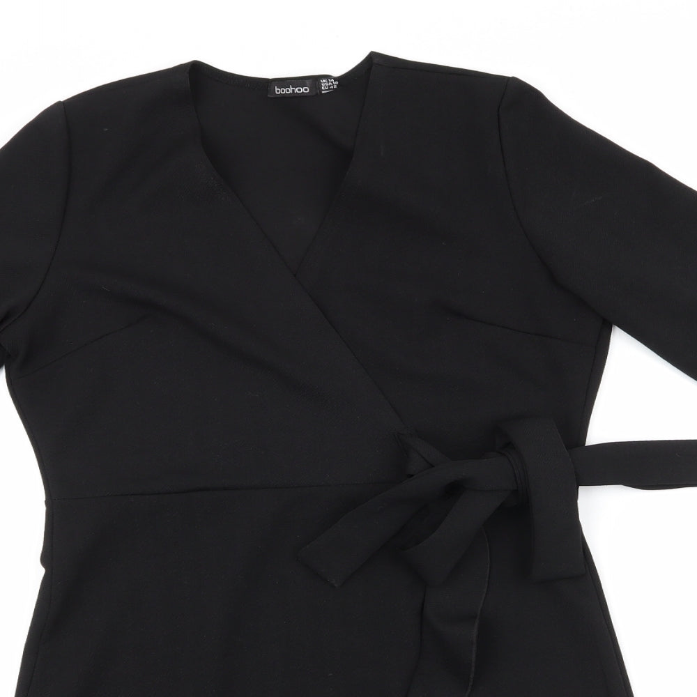 Boohoo Womens Black   Fit & Flare  Size 14  - Frill to front skirt Tulip like hemline Unlined