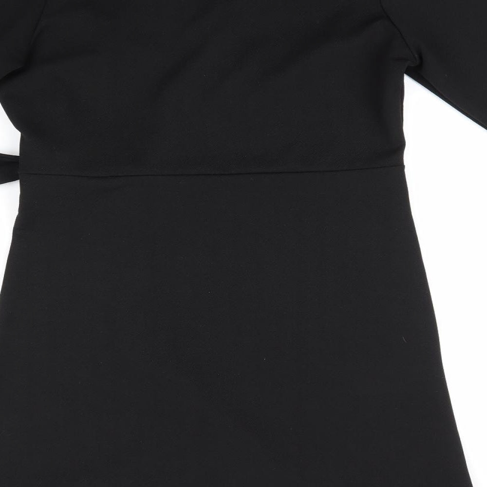 Boohoo Womens Black   Fit & Flare  Size 14  - Frill to front skirt Tulip like hemline Unlined