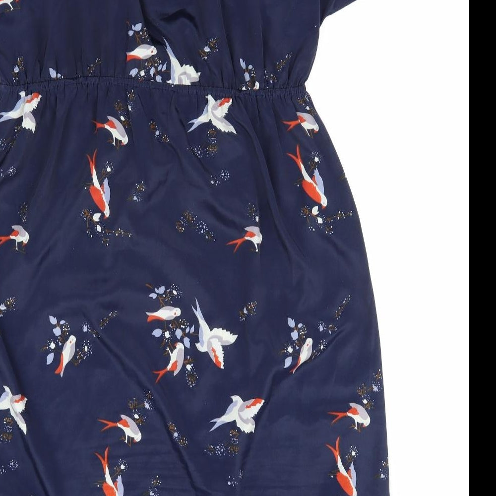 Blooming Marvellous Womens Blue Animal Print  A-Line  Size 10  - Swallow Print V Front & Back Tie