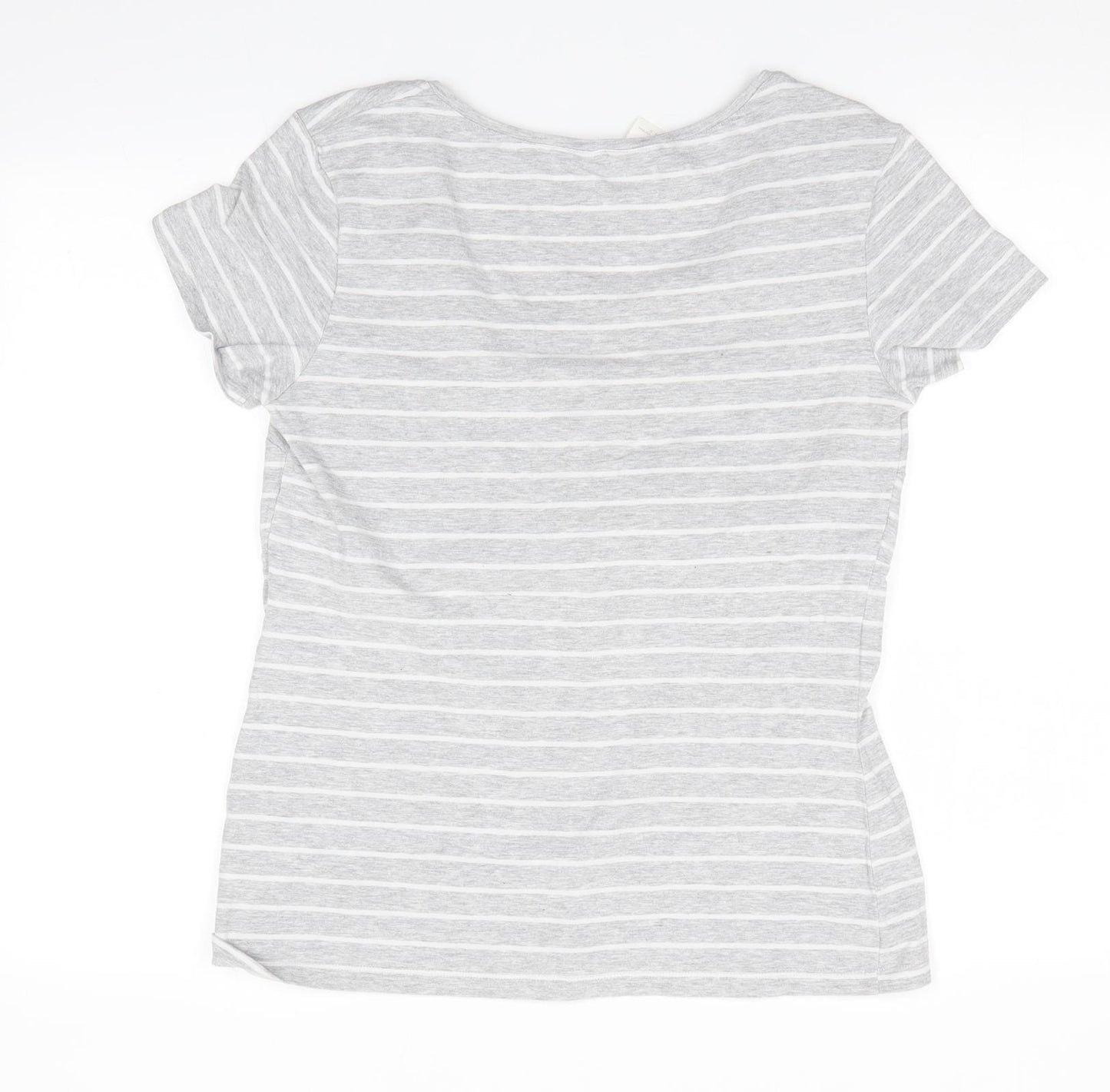 H&M Mama Womens Grey Striped  Tunic T-Shirt Size 14  - White stripe