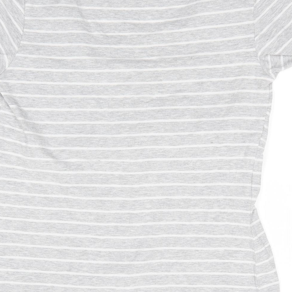 H&M Mama Womens Grey Striped  Tunic T-Shirt Size 14  - White stripe