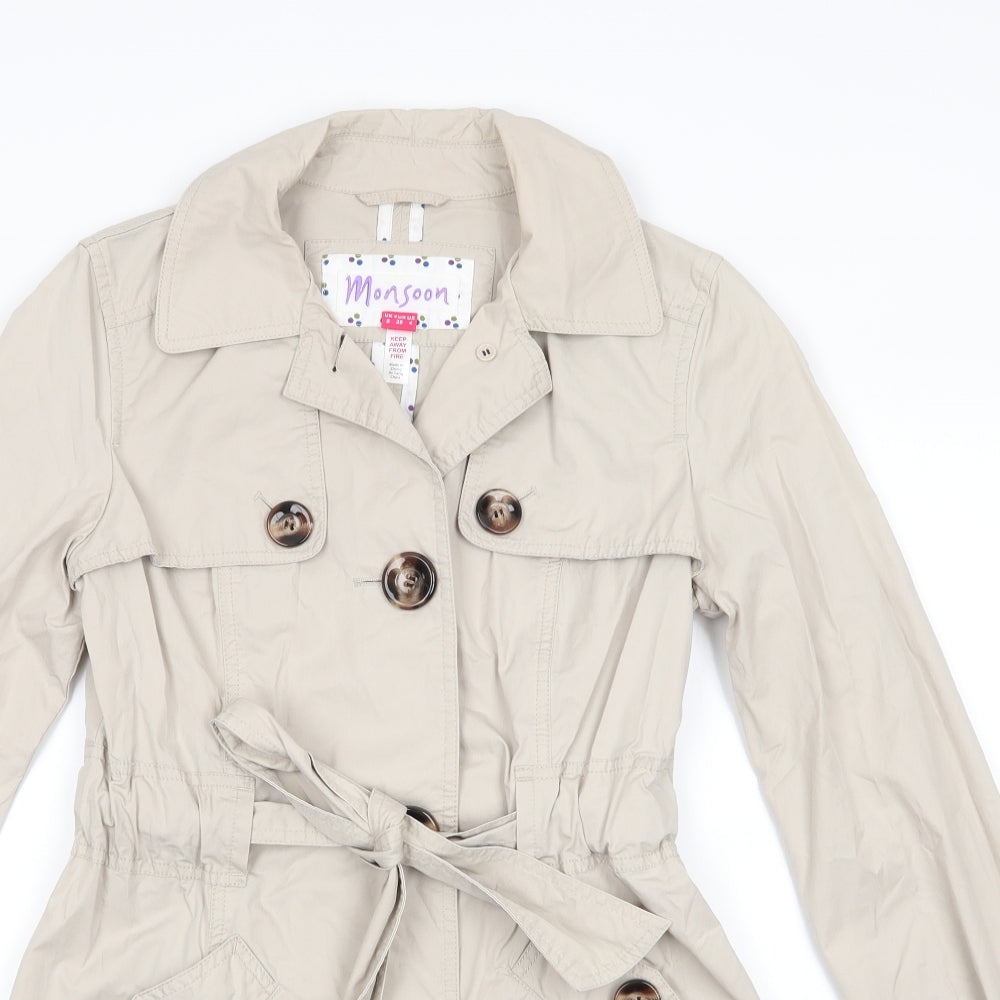 Monsoon Womens Beige   Trench Coat Coat Size 8  - Stone colour