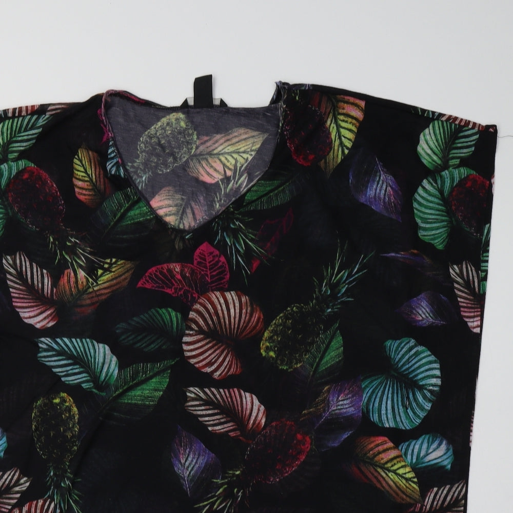 H&M Womens Black Floral  Tunic Blouse Size XS