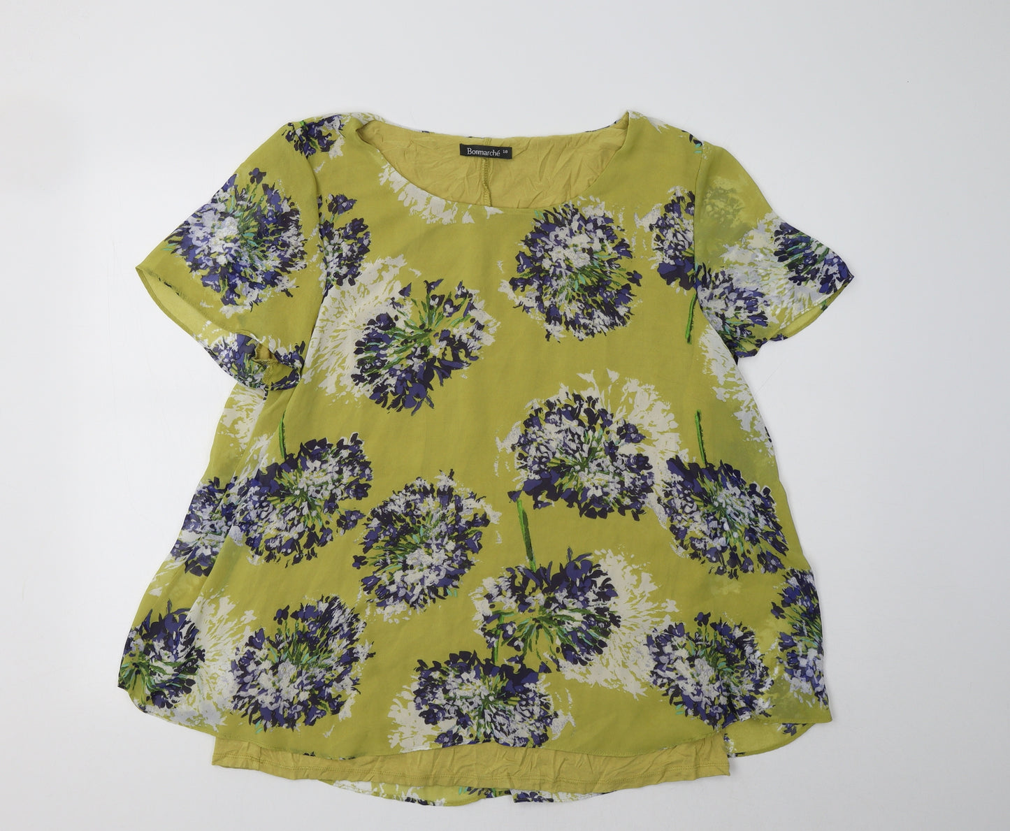 Bonmarché Womens Yellow Floral  Basic Blouse Size 18