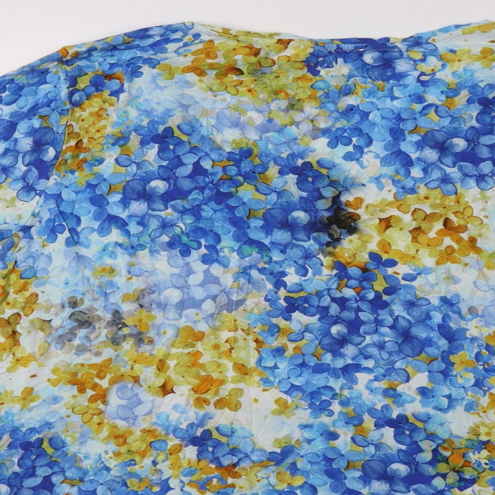 Artigiano Womens Blue Floral  Basic Blouse Size L