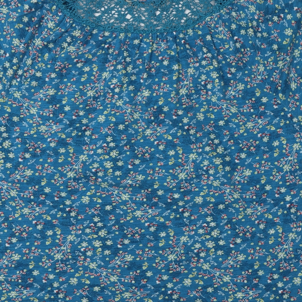 TU Womens Blue Floral  Basic Blouse Size 18