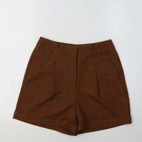 Camaieu Womens Brown Check  Chino Shorts Size 8