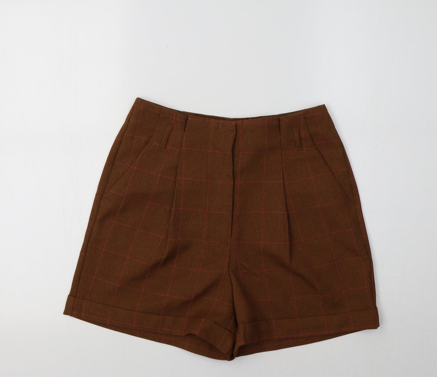 Camaieu Womens Brown Check  Chino Shorts Size 8