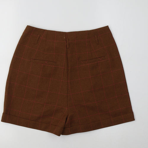 Camaieu Womens Brown Check  Chino Shorts Size 8