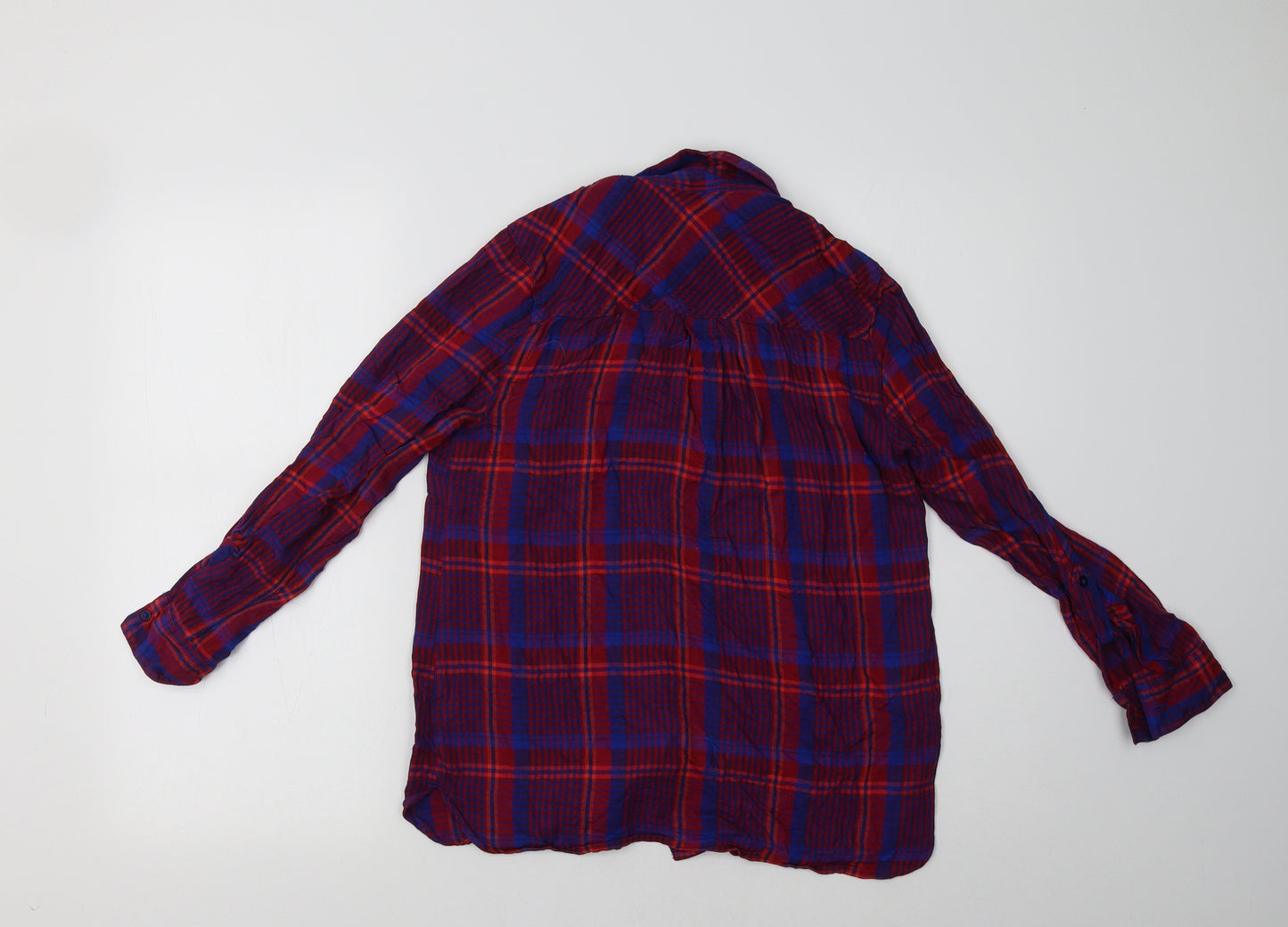 TU Womens Purple Check  Basic Button-Up Size 10